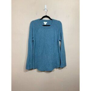 St. Tropez West Womens 100% Cashmere Sweater L Blue Minimalist Preppy Zippers